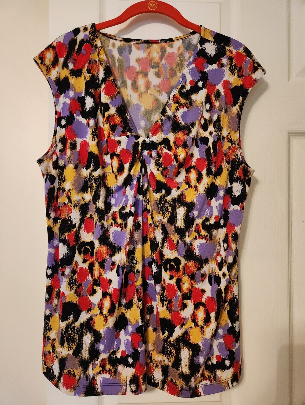 Dress Barn, Sleeveless V-Neck Women's Top in Multicolor Print sz XL